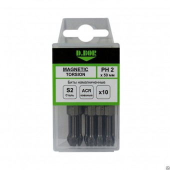 Биты намагниченные MAGNETIC ,Ph 2х50 мм ACR2 E 6,3 (10шт) "D.BOR"