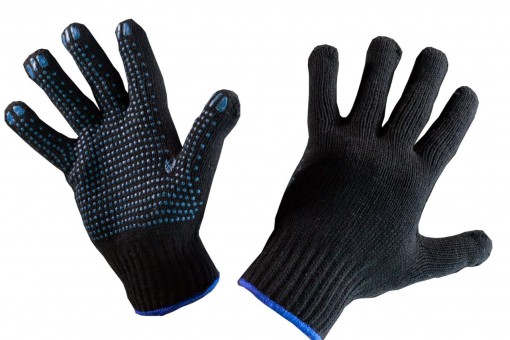 Перчатки х/б с ПВХ 10класс (черные)(Россия)
