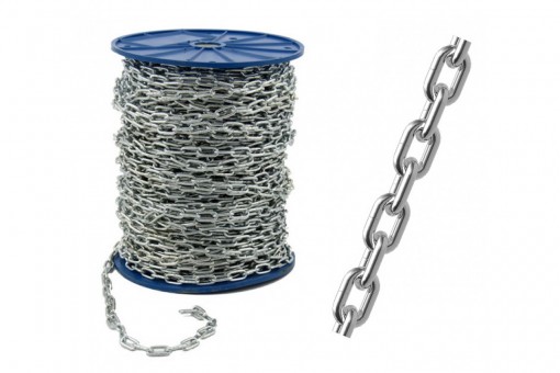 Цепь сварная короткозвенная, оцинк DIN 766 SLC 4 (60м) катушка
